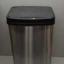 Ninestars Automatic Touchless Infrared Motion Sensor Trash Can, 13 Gal 50L, Stainless Steel Base (Rectangular, Black Lid), Black Trim