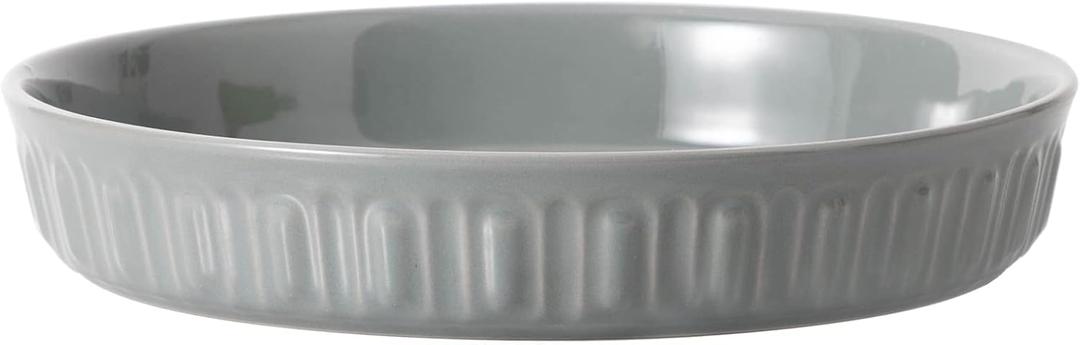 Fun Elements Shallow Dog Bowls, 10.5" Ceramic Large Food Plate for Small, Medium and Large Breeds, Non-Slip, Flat and Wide, Dishwasher Safe, Suitable for Dogs and Cats (Grey)