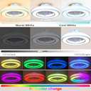 16 Inch Modern Low Profile Ceiling Fan with Lights, RGB Color Changing 2900K-6500K Dimmable LED, Remote & APP Control Small Flush Mount Ceiling Fan Light for Living Room Bedroom, 16inch-rgbcw
