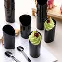 200 Pcs Black Dessert Cups with Spoons Small Plastic Goblets Disposable Parfait Charcuterie Cups Pudding, Mousse Set for Party(3 oz,Triangle)