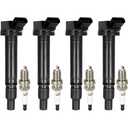 ECCPP UF507 4 ignition coils with 4 iridium Spark Plugs for Toyota for Lexus for Scion TC L4 2.5L 2.7L C1596 UF-507 UF-587