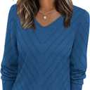 WIHOLL Sweaters for Women V Neck Casual Knit Long Sleeve Tops Lightweight Pullover Clothes Fall Fashion Outfits 2026 M
