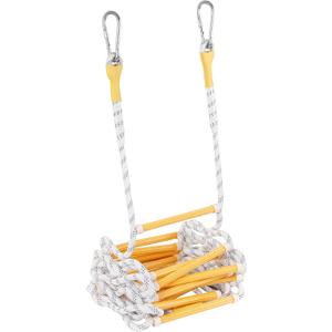 EMEKIAN Emergency Fire Escape Ladder Flame Resistant Safety Extension Rope with 2 Hooks 2-6 Story Homes Reusable Portable Rope Ladder Fire Escape for Window Telescope Ladder for Kids 25FT