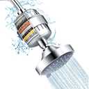 FEELSO Shower Head and 15 Stage Shower Filter Combo, High Pressure 5 Spray Settings Filtered Showerhead with Water Softener Filter Cartridge for Hard Water Remove Chlorine and Harmful Substances (Chrome)