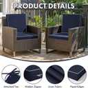 MIULEE Navy Outdoor Chair Cushions Set of 4, 18.5x16x3 Inch Waterproof Patio Seat Cushions for Outdoor Furniture Couch Sofa, 3 Year Color Fastness High Density Foam with Adjustable Ties