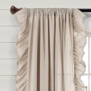 Lush Decor Linen Ruffle Window Curtain Panel (Single Panel), 95" L x 54" W, Linen