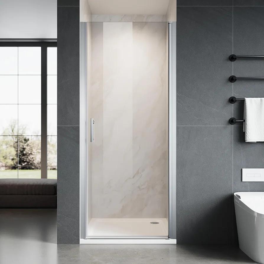 Glass Shower Door 34" W x 72" H, UCALAFEE Frameless Pivot Swing Door with 1/4" (6mm) SGCC Clear Tempered Glass, Waterproof Seal, Easy Clean & Anti-Fog Coating, Reversible Installation, Silver