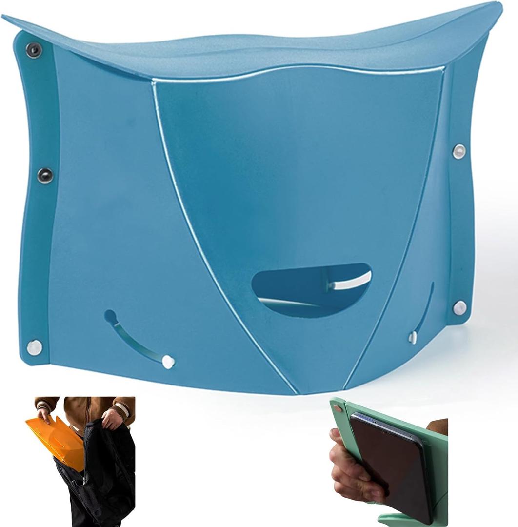Foldable Portable Outdoor Stool, Thickness of 0.5 in, Quick Opens for Camping Hiking Picnic Fishing Subway, Lightweight Mini Folding Travel Potty Stool, Footrest for Air Travel Blue