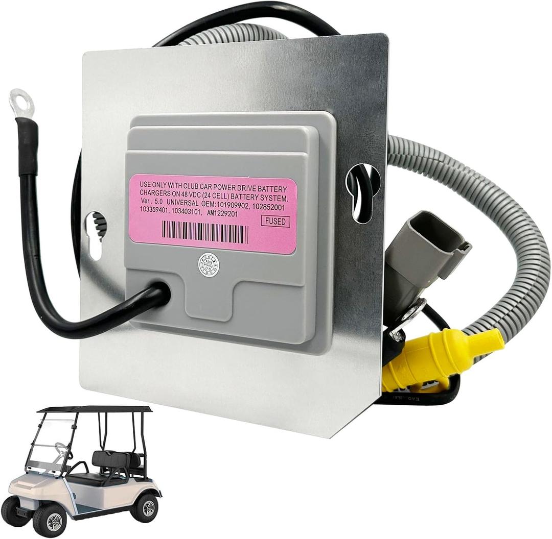 Golf Cart On Board Computer Fit for Club Car DS 48V Regen II IQ for PowerDrive System OBC with Square 6-Pin Plug Replace 101909902 AM1229201 102852001 103359401