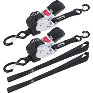 Ayaport Retractable Ratchet Straps Self Retractable Tie Down Straps 1200Lb Break Strength Heavy Duty 12ft for Motorcycle, Dirt Bike, Moving Cargo, Car, Truck Accessories (2, 1" x12')
