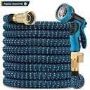25 ft Expandable Garden Hose - 2025 Upgraded Expanding Water Hose with High Pressure Spray Nozzle - Flexible Retractable Water Hose Pipe with Heavy Duty Triple Latex Core,3/4" Solid Brass Connectors