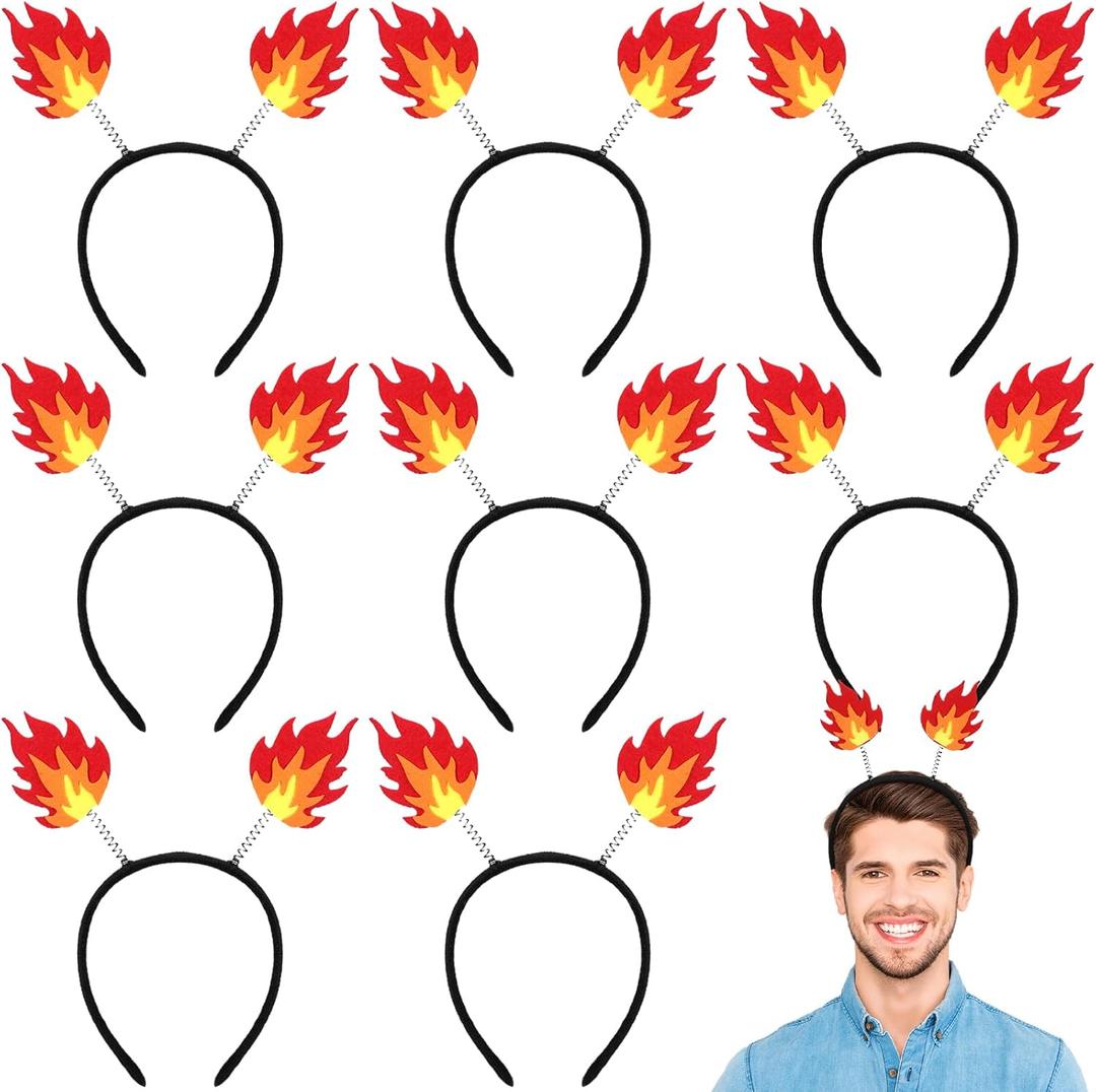 8 Pcs Flame Headband Fire Headpiece Flame Crown Felt Fire Accessories for Carnival Costume Cosplay Party Photo Props