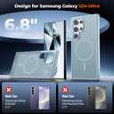SUPFINE Magnetic for Samsung Galaxy S24 Ultra Case with Screen Protector, (Built-in Magnets) (Military Grade Drop Protection) Slim Translucent Shockproof Phone Case,Sliver Blue