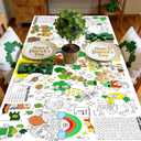 St Patrick's Day Giant Coloring Tablecloth 71 x 31 Inch Jumbo Paper Coloring Activity Poster Irish Themed Coloring Table Cover for Family Classroom Party Games Decorations