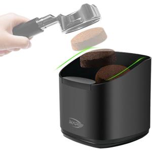 IKAPE Espresso Knock Box for Coffee Grounds, Barista Tool Enhanced for Better Manipulation - Black Espresso Machine Coffee Puck Disposal Box (Black without Brush)