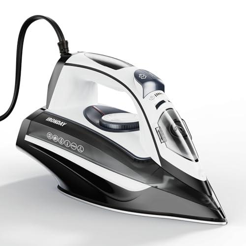 IRONDAY Steam Iron for Clothes, Spray Mist & Steam Burst