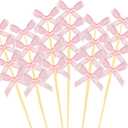 3 x 200Pcs Pink Bow Cocktail Picks,4.3" Fruit Skewers for Party Fancy,Toothpicks for Drinks,Appetizers Charcuterie,Bowknot Party Decor for Birthday, Bridal Shower,Bachelorette,Wedding Supplies