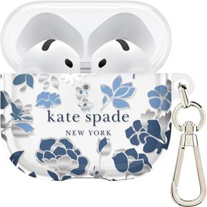 Kate Spade New York AirPods 4 Protective Case with Keychain Ring - Flowerbed Blue, Compatible with AirPods 4th Generation