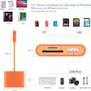 SD Card Reader for iPhone, Memory Card Reader with USB-C to Light-ning Adapter Plug and Play Trail Game Camera Micro SD Card Viewer Support SD/TF Card and USB for iPad No App Required (Orange)