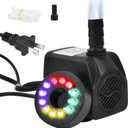 10Watt 160 GPH Submersible Fountain Pump wiht LED Light Ultra Quiet Small Fountain Water Pump Outdoor for Water Feature, Outdoor Pond, Aquarium fish tanks, Home Dcor Fountain