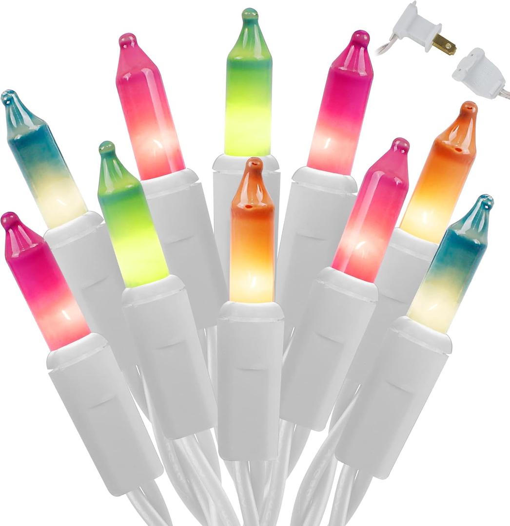 WATERGLIDE Easter String Lights, Christmas Lights, 100 Count 20 FT White Wire Mini Pastel Fairy Light, 120V UL Certified for Patio Wreath Garland Garden Outdoor Indoor Decoration, Multicolor