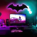 LED Bat Night Light Superhero Cool Signal Lamp with 16 Colors Remote Control Wall Sconce Acrylic Engraved Neon Sign LightDecor for Bedroom Party Room Wall (Black)