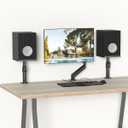 suptek Clamp-on Speaker Stand Desk Mount Set, Height Adjustment, Tilt, Swivel, 9.6 x 8.8 inch Trays, Universal Audio Holders for Computer and Bookshelf Speakers, Elevated Sound, 2 Pack, Black, SDM001B