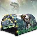 Dinosaur Bed Tent for Kids Large Kids Twin Tent Toddler Play Bed with Carry Bag Foldable with String Lights for Girls Boys Bedroom Indoor Games
