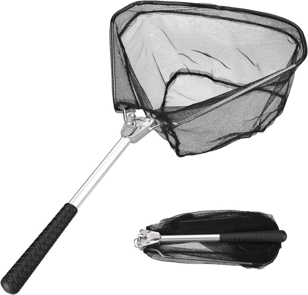 Yeahmart Fishing Net Minnow Nets with Aluminum Collapsible Telescopic Fishing Pole Handle and Nylon Mesh, Small Fishing Landing Net for Saltwater Freshwater, Kids, Men, Women, Extends to 21-75 inch