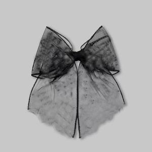 WRBAJIS Halloween Bow Hair Clips Black Hair Bows Hair Barrettes Soft Mesh Tulle Bats Hairpins Elegant Hair Accessories for Women Girls Halloween Party Favors Supplies, Set of 2