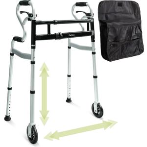 Darza R-Style Narrow Walkers with Storage Bag - Width Height Adjustable Walker, Lightweight Folding Walkers for Seniors Handicapped & Disabled, Up to 350 lbs