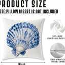 Chinoiserie Coastal Beach Pillow Covers 18x18, Blue and White Floral Seashell Sea Horse Crab Jellyfish Decorative Pillow Covers for Beach Room House Cabin Bedroom Home, Set of 4 haiyang4