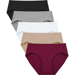 Seamless High Cut Briefs Mid-waist Soft No Panty Lines,Pack of 5 , Size large