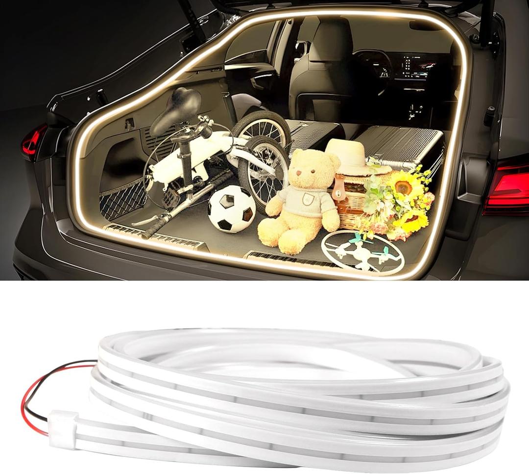 KaiDengZhe Car Trunk Light Strips, Flexible Cutting Car LED Strip Light for Trunk Waterproof Universal Auto LED Interior Lights Strips for Automotive SUV Truck, Auto On/Off (Warm White, 4M / 158 in)