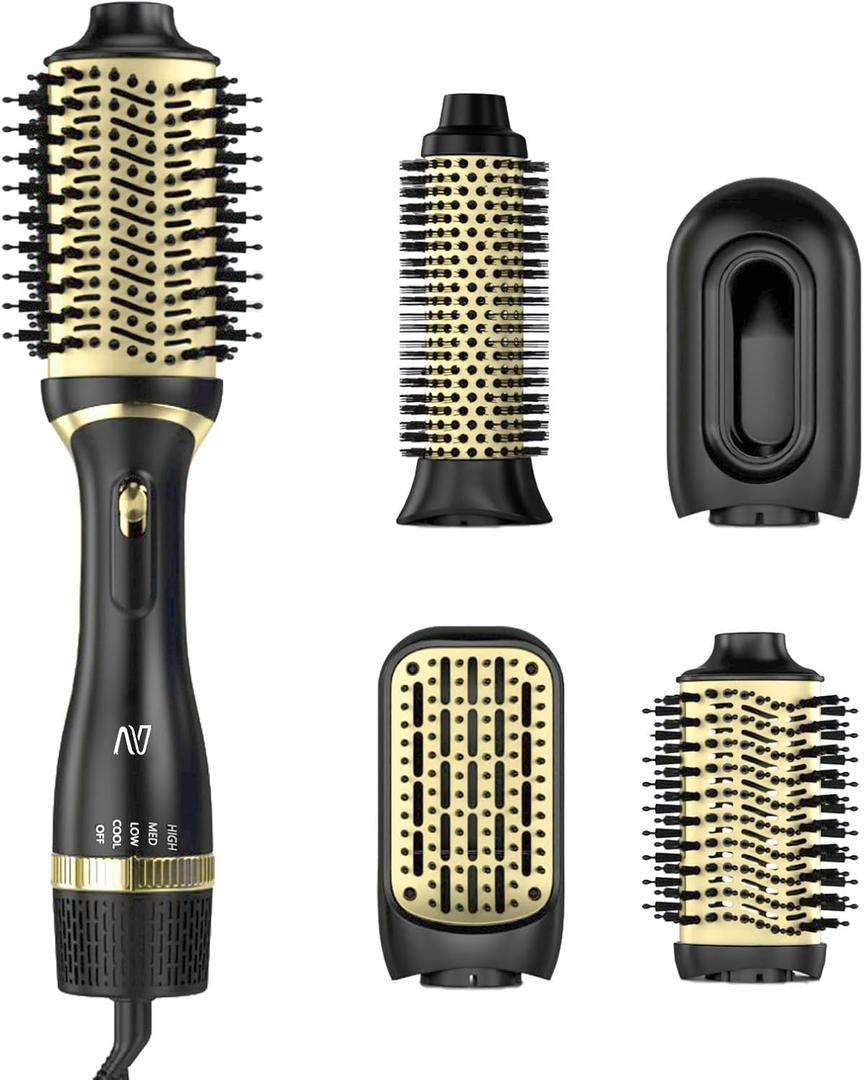Hair Dryer Brush, Multifunctional Hot Air Brush with 4 Adjustable Heat Settings for All Hair Types, Negative Ion Technology & Quick Drying