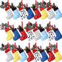 Realspring 24 Pack Christmas Mini Cartoon Stockings 6 Inch Christmas Cow Blue Sky White Cloud Hanging Tree Ornament Stockings Filling Gift Fireplace Decorations Supplies for Xmas Holiday Present