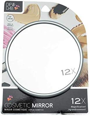 Jacent Dip & Dab 12X Magnification Cosmetic Mirror With Suction Cups, 5 Inch Diameter - 1 Pack