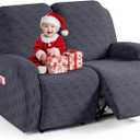 TAOCOCO Recliner Loveseat Cover, Stretch Jacquard Reclining Loveseat Cover Furniture Protector Sofa Slipcovers 2 Seat Recliner Covers with Elastic Bottom for Kids, Pets (Dark Grey)