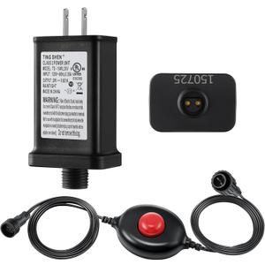 Meonum 29V 18W LED Power Supply with Foot Switch, Transformer Replacement Class 2 Power Supply, 9 Modes Low Voltage Transformer US Plug for Christmas Tree Light & LED String Lights(Black)