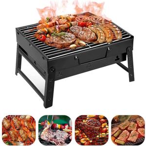 Charcoal Grill, Portable Folding Barbecue Grill BBQ Grill Desk Tabletop Outdoor Stainless Steel Camping Grill for Picnic Garden Terrace Camping Travel(Medium)