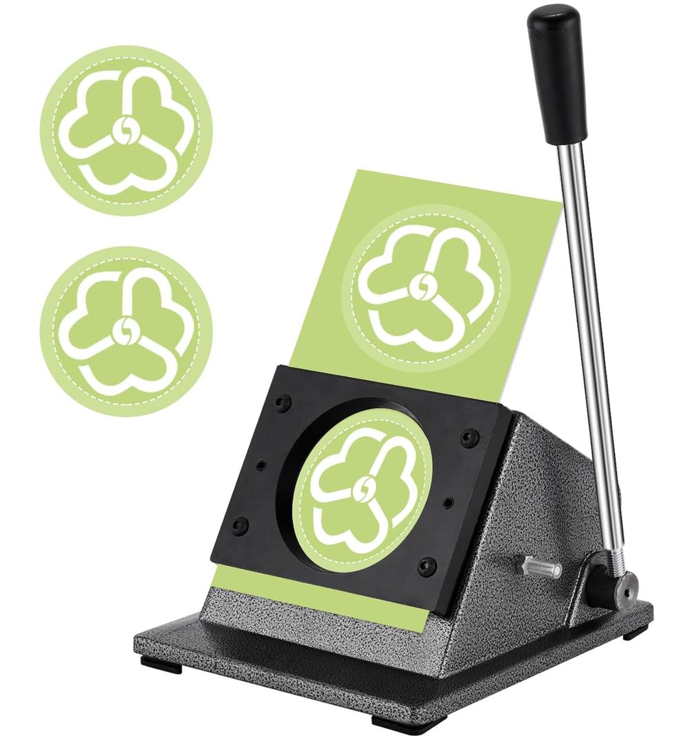 1.457" Button Paper Cutter Button Punch Graphic Punch Cutter for 1.457" Buttons, 1.909" Circle Cutter Punch for Photopaper Scrapboard Cardboard Cutting