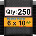 iMBAPrice 6x10 Inch Black Poly Bubble Mailers, 250-Pack  Padded Shipping Envelopes with Self-Seal Adhesive, Waterproof Bubble Bags for Small Jewelry & Electronics