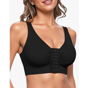 Compression Minimizer Bras for Women Front Closure Post Surgery Mastectomy Bra with Adjustable Straps Non Padding M