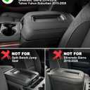 Center Console Armrest Cover for GMC Sierra & Chevrolet Silverado 2014-2018, Tahoe & Yukon & Suburban 2015-2020, Bucket Seat, Car Armrest Protector, Scratchproof, Black