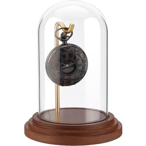 PH PandaHall Pocket Watch Glass Display Dome with Hook 5.7"x4" Watch Display Jar Decorative Watch Case with Base Plants Dome Showcase for Father's Day Pocket Watches Medals Collectibles Ornament