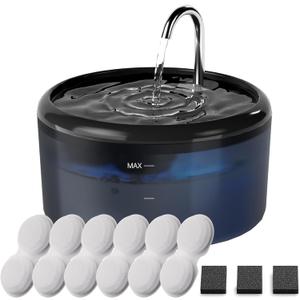 Cat Water Fountain for Cats Inside: Pet Water Fountain - Auto Cat Drinking Fountain - Faucet Kitty Water Dispenser with LED Light - Silent Water Bowls for Small Animal - 2.4L Waterer with 9 Filters