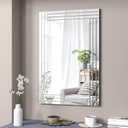 Decorative Wall Mirror 36"x24" Rectangle Silver Modern Mirror Frameless Vanity Mirror for Bathroom Bedroom Living Room Dining Room