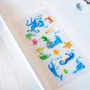 BEEHOMEE Bath Mats for Tub Kids,Baby Toddler - Large Cartoon Non-Slip Bathroom Bathtub Anti-Slip Shower Mats for Floor 35x15,Machine Washable XL Size Bathroom Mats (Blue-Octopus)