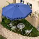 9Ft Elegant Valance Patio Umbrella, Outdoor Umbrellas for Patio with Auto-Tilt and Crank Systerm, Table Umbrella for Outdoors, Poolside,Beach, Backyard