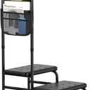 Step Stool with Handle  2 Step Foot Stool for Adults, Non-Skid Bed Steps for High Beds, Adjustable Handrail with Night Light & Storage Bag, Safe Step Stool for Seniors & Elderly